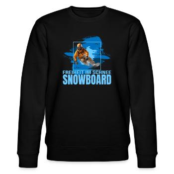 Freiheit im Schnee - Snowboard - Stanley/Stella Unisex Bio-Sweatshirt CHANGER  - Schwarz - Vorne - Nik (191cm) & Marisol (170cm)