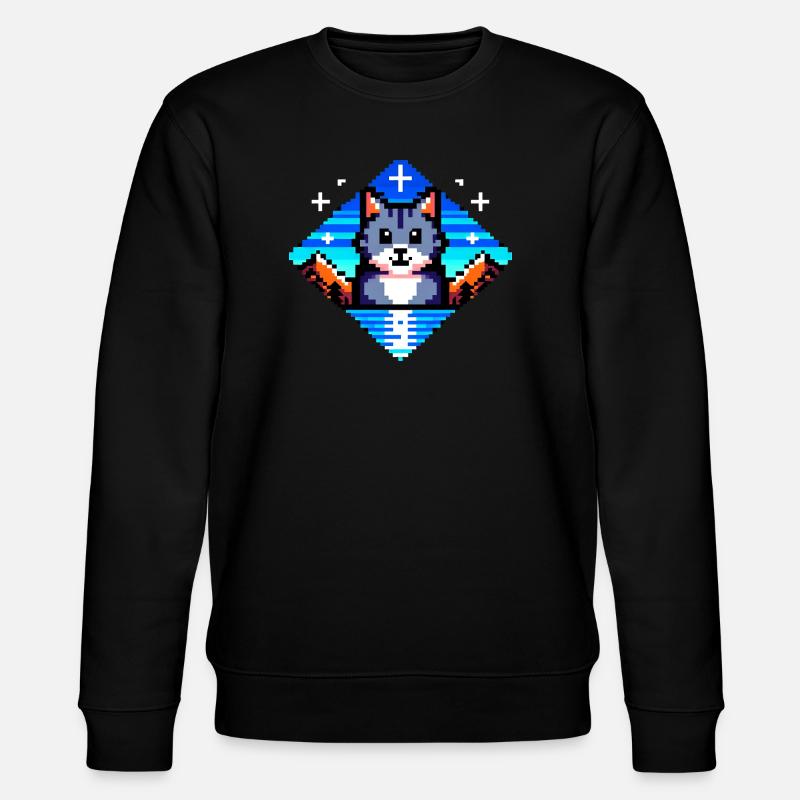 Pixel Cat - Stanley/Stella Unisex Bio-Sweatshirt CHANGER  - Schwarz