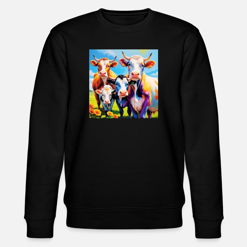 Lebendiges, farbenfrohes Kuhherden-Design - Stanley/Stella Unisex Bio-Sweatshirt CHANGER  - Schwarz