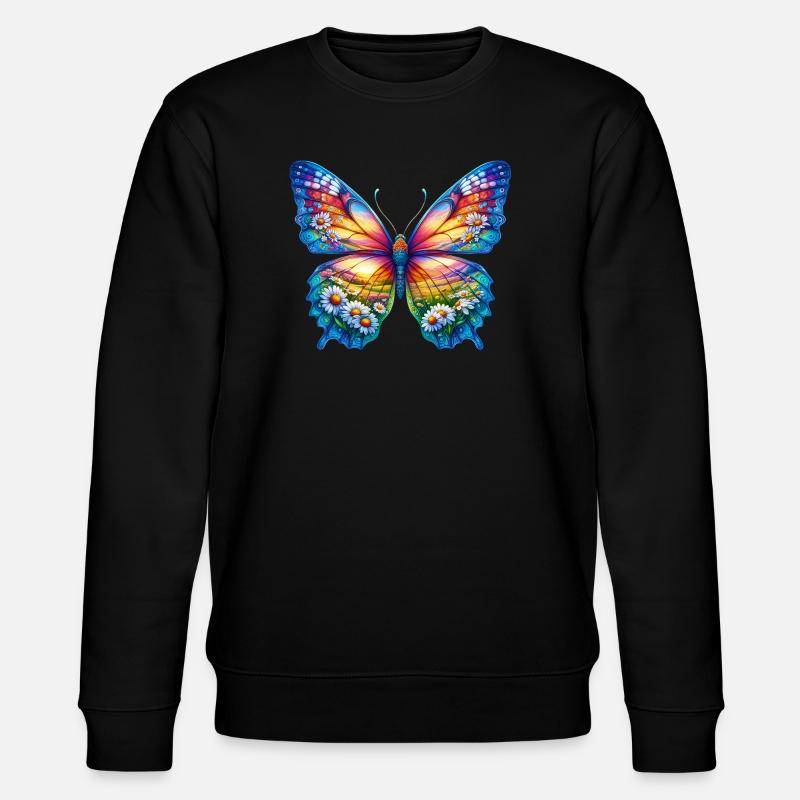 Schmetterlingsblumen Gänseblümchen Gänseblümchen - Stanley/Stella Unisex Bio-Sweatshirt CHANGER  - Schwarz