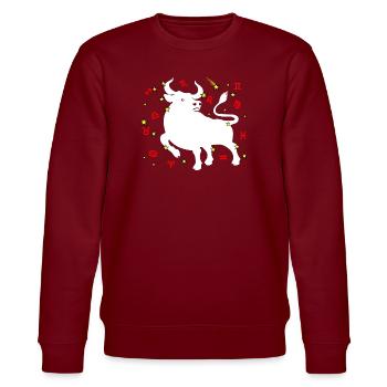 Taurus Farbe - Stanley/Stella Unisex Bio-Sweatshirt CHANGER  - Burgunderrot - Vorne - Nik (191cm) & Marisol (170cm)
