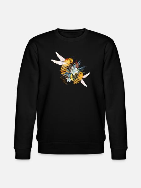 Two flying bees hand drawn - Stanley/Stella CHANGER Unisex Organic Sweatshirt - black
