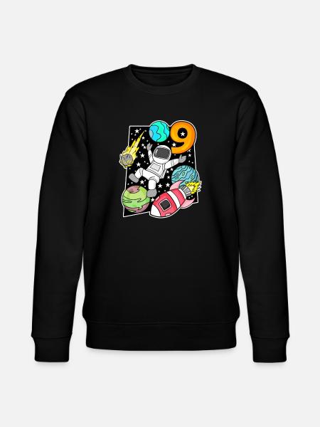 Astronaut - 9th Birthday Boy - Stanley/Stella CHANGER Unisex Organic Sweatshirt - black