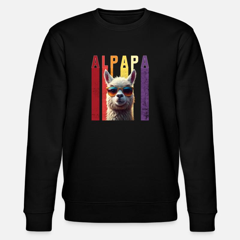 Lustiger Alpakaparameter mit Sonnenbrille - Stanley/Stella Unisex Bio-Sweatshirt CHANGER  - Schwarz