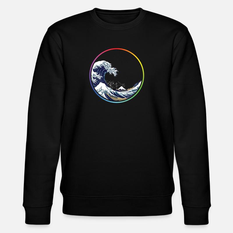 Rainbow Wave Circle - Stanley/Stella CHANGER Unisex Organic Sweatshirt - black