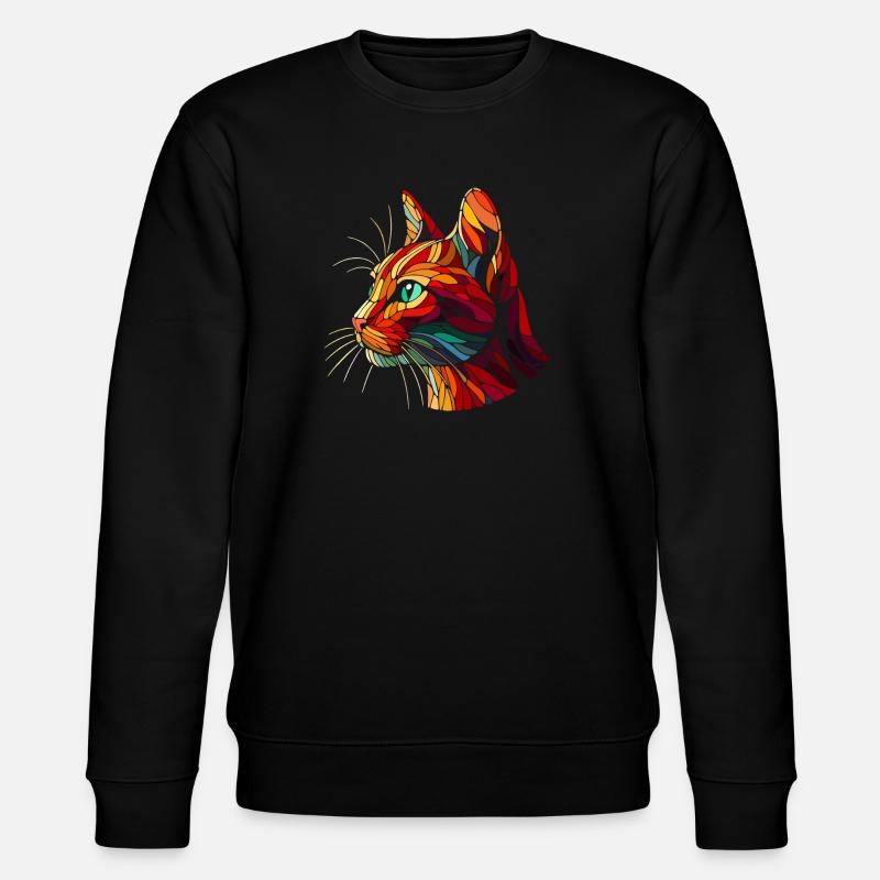 Roter Katzenkopf geometrische Kunstpolygone - Stanley/Stella Unisex Bio-Sweatshirt CHANGER  - Schwarz
