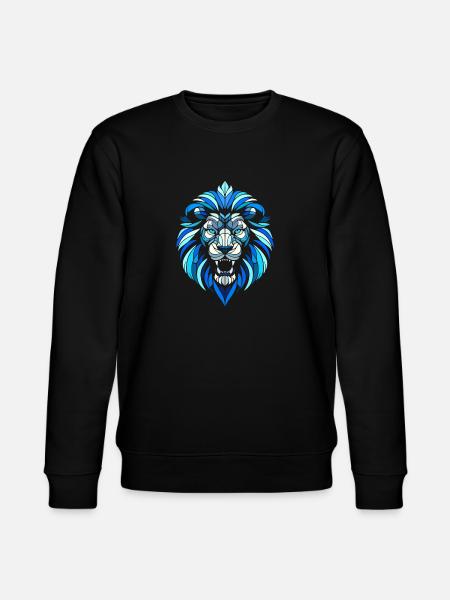 blue lion head, geometric patterns, polygons - Stanley/Stella CHANGER Unisex Organic Sweatshirt - black