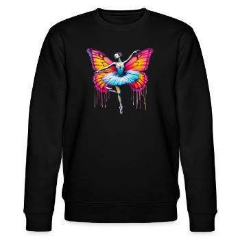 Ballerina mit Schmetterlingsflügeln, Schmetterlingen, Tutu - Stanley/Stella Unisex Bio-Sweatshirt CHANGER  - Schwarz - Vorne - Nik (191cm) & Marisol (170cm)