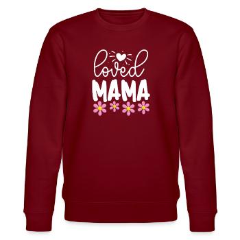 Geliebte Mama - Stanley/Stella Unisex Bio-Sweatshirt CHANGER  - Burgunderrot - Vorne - Nik (191cm) & Marisol (170cm)