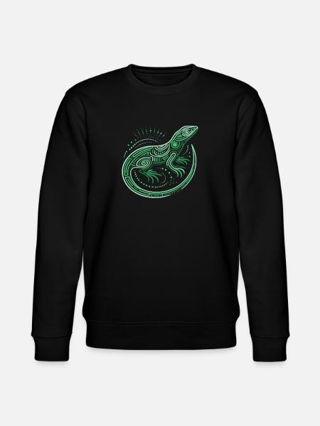 Eidechsen-Grüntöne, Aborigine-Motive, Tribal - Stanley/Stella Unisex Bio-Sweatshirt CHANGER  - Schwarz