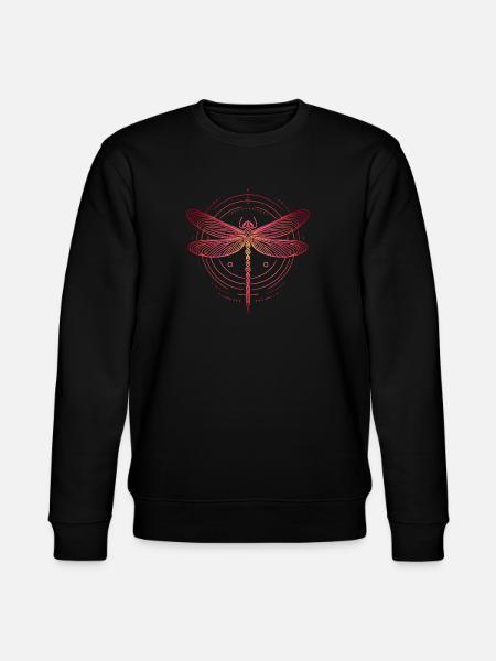 Dragonfly Spiral Patterns, Pink Gradient - Stanley/Stella CHANGER Unisex Organic Sweatshirt - black