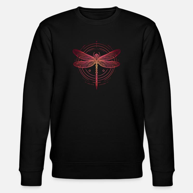 Dragonfly Spiral Patterns, Pink Gradient - Stanley/Stella CHANGER Unisex Organic Sweatshirt - black