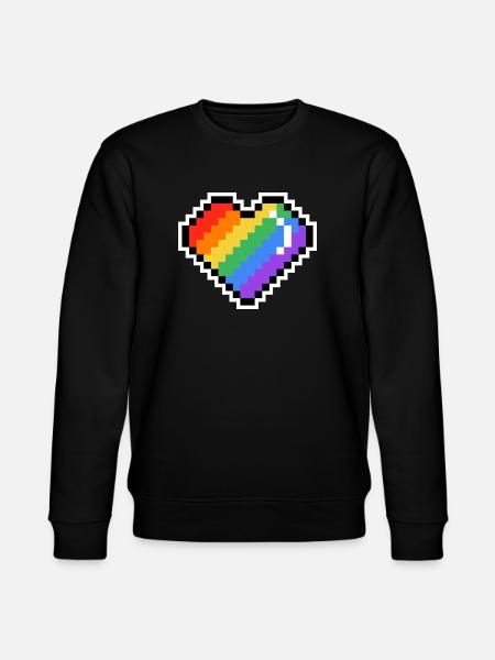 Pixel Rainbow Heart - Stanley/Stella CHANGER Unisex Organic Sweatshirt - black