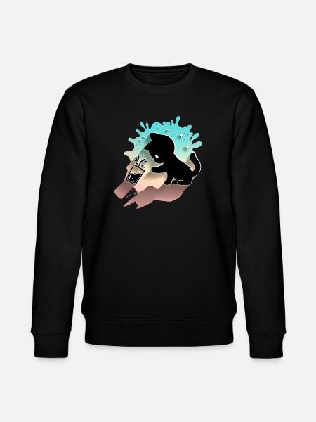 Kawaii-kissa ja kuplateetä söpö makea kissa - Stanley/Stella CHANGER unisex luomu-collegepaita - musta