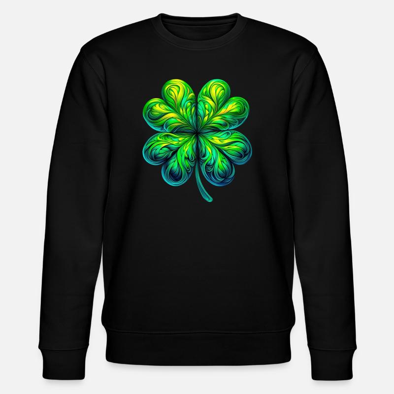 Vierblättriges Kleeblatt - Stanley/Stella Unisex Bio-Sweatshirt CHANGER  - Schwarz