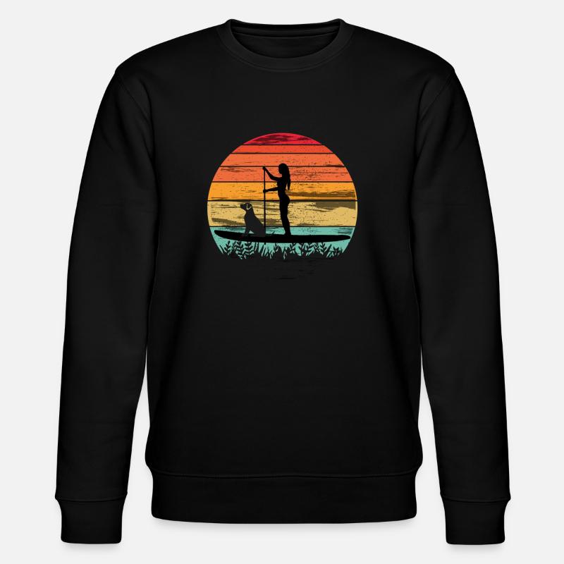 Paddleboarding with dog - Paddleboarding Tee - Stanley/Stella CHANGER Unisex Organic Sweatshirt - black