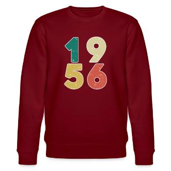1956 - Jahrgang 1956 - Baujahr 1956 - Stanley/Stella Unisex Bio-Sweatshirt CHANGER  - Burgunderrot - Vorne - Nik (191cm) & Marisol (170cm)