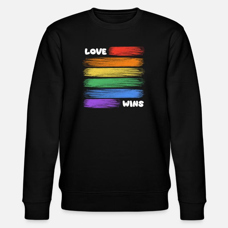 Liebe gewinnt Regenbogenstreifen - Stanley/Stella Unisex Bio-Sweatshirt CHANGER  - Schwarz