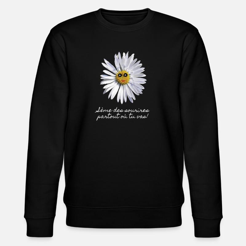 Lächelndes Gänseblümchen - Stanley/Stella Unisex Bio-Sweatshirt CHANGER  - Schwarz