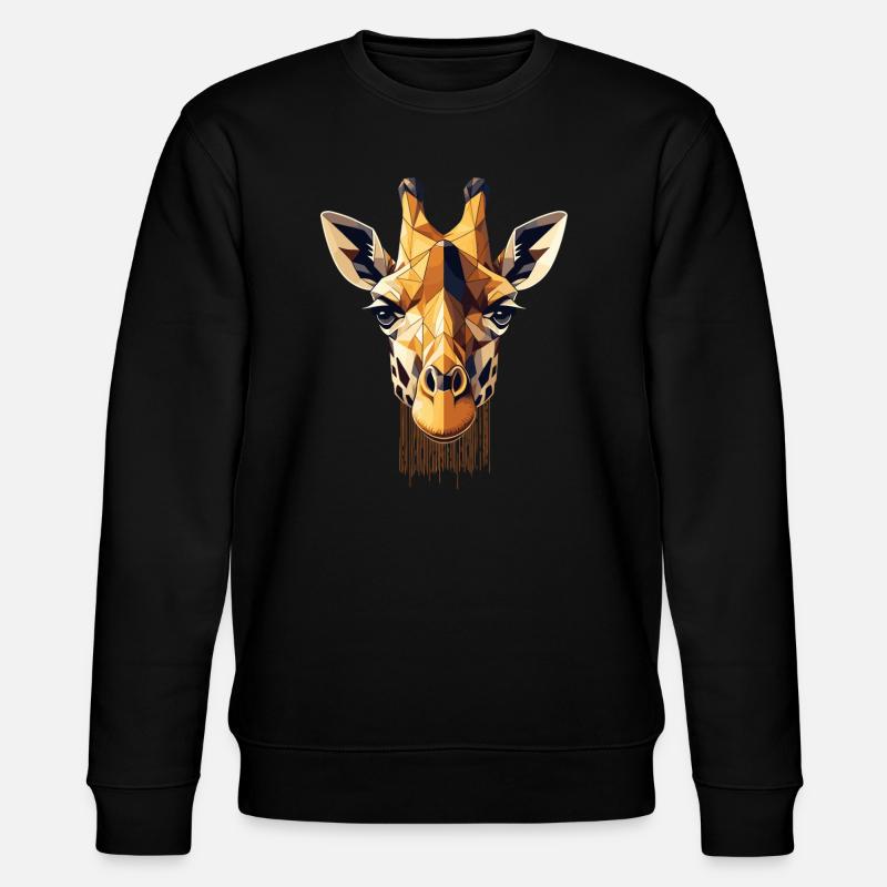 Geometric Giraffe Head Polygons Motif - Stanley/Stella CHANGER Unisex Organic Sweatshirt - black