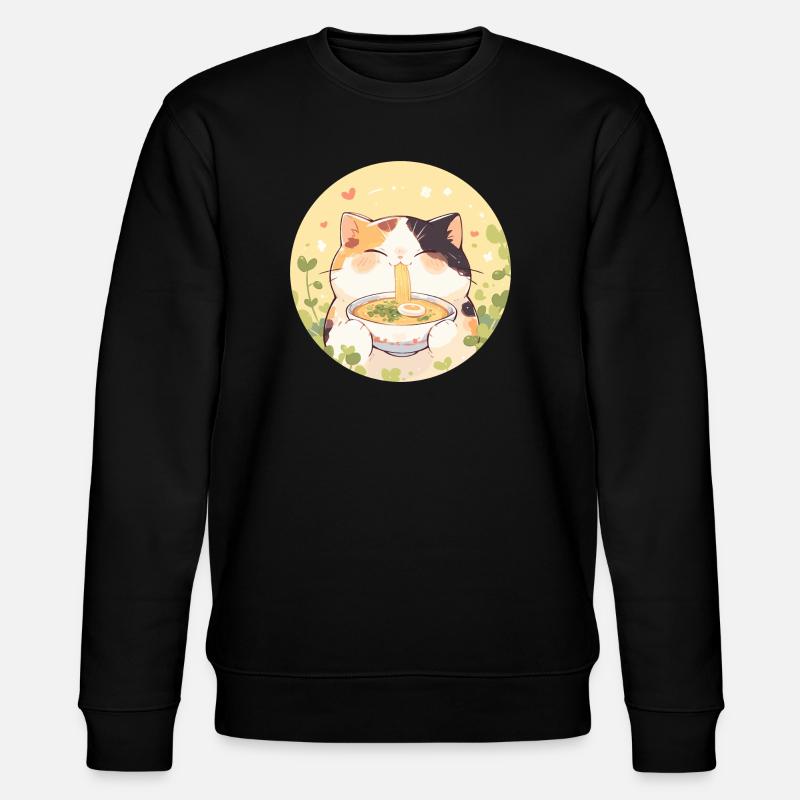 Katze isst Ramen - Stanley/Stella Unisex Bio-Sweatshirt CHANGER  - Schwarz