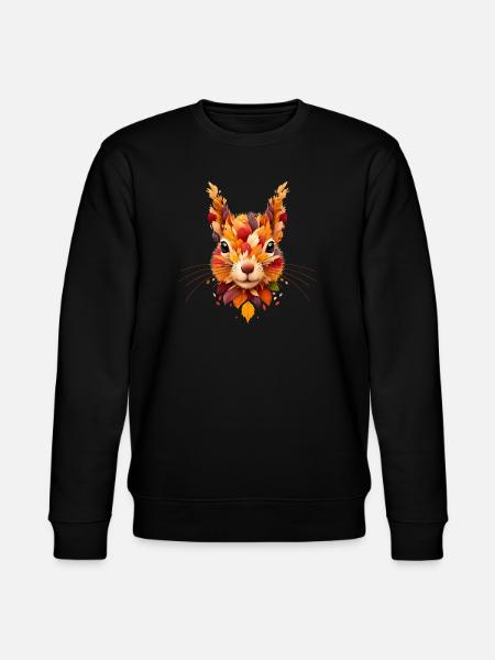 Squirrel, designed from different leaves - Stanley/Stella CHANGER Unisex Organic Sweatshirt - black