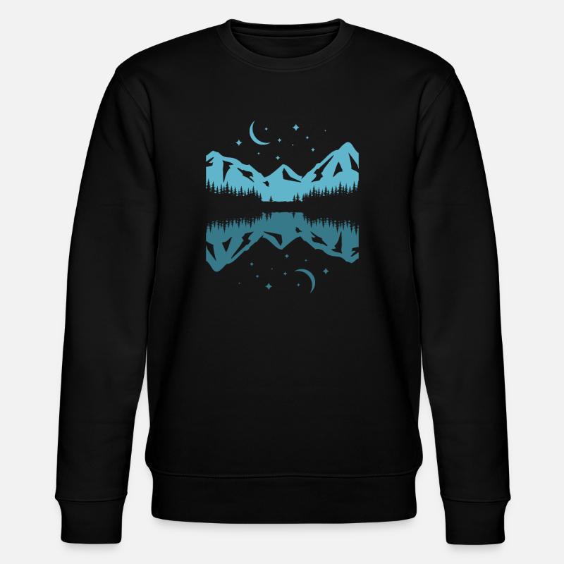 Moonlit Mountain Reflection - Stanley/Stella CHANGER Unisex Organic Sweatshirt - black