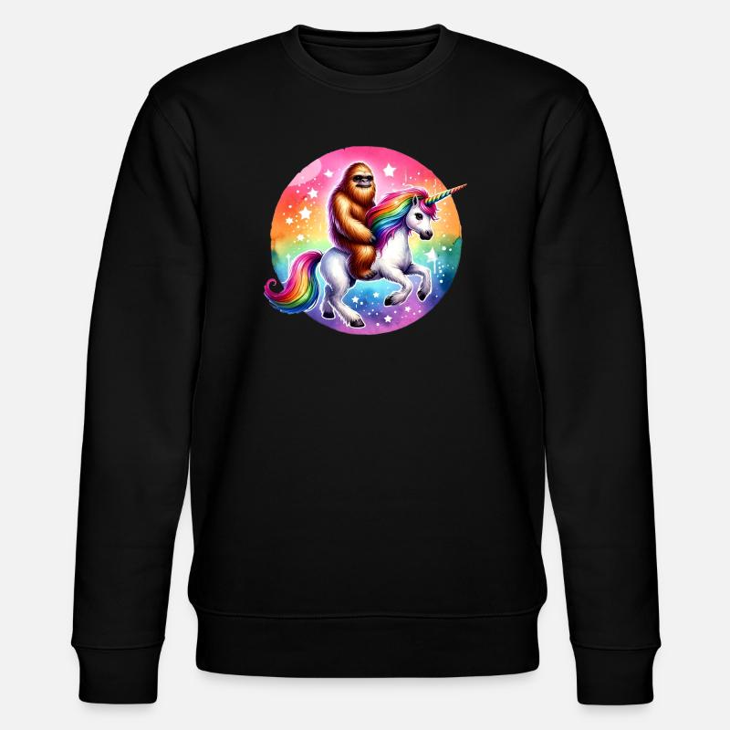 Orang-Utan auf Regenbogen-Einhorn - Stanley/Stella Unisex Bio-Sweatshirt CHANGER  - Schwarz