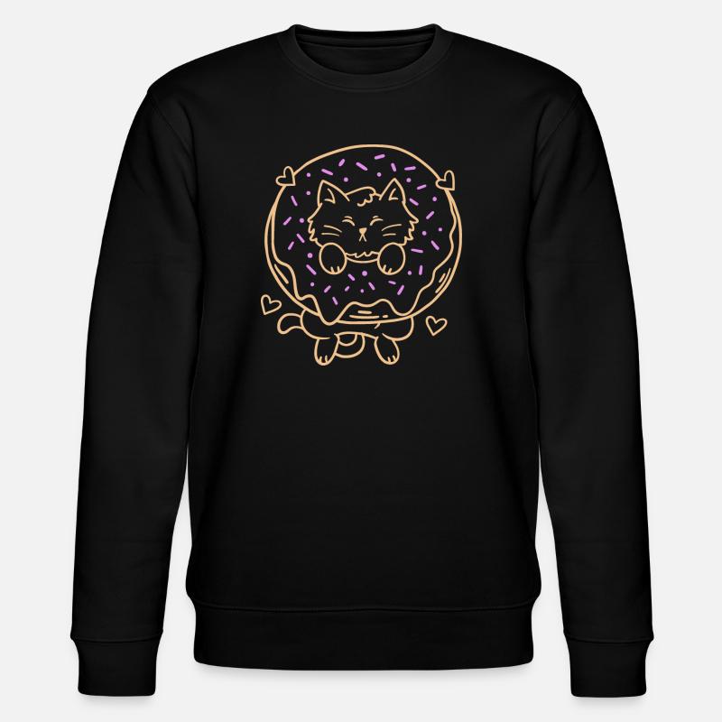 Donut und Katze - Stanley/Stella Unisex Bio-Sweatshirt CHANGER  - Schwarz