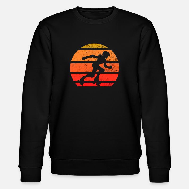 Retro Rollschuhfahrer Silhouette Sonnenuntergang - Stanley/Stella Unisex Bio-Sweatshirt CHANGER  - Schwarz