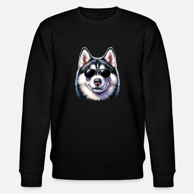 Cool husky with sunglasses - Stanley/Stella CHANGER Unisex Organic Sweatshirt - black