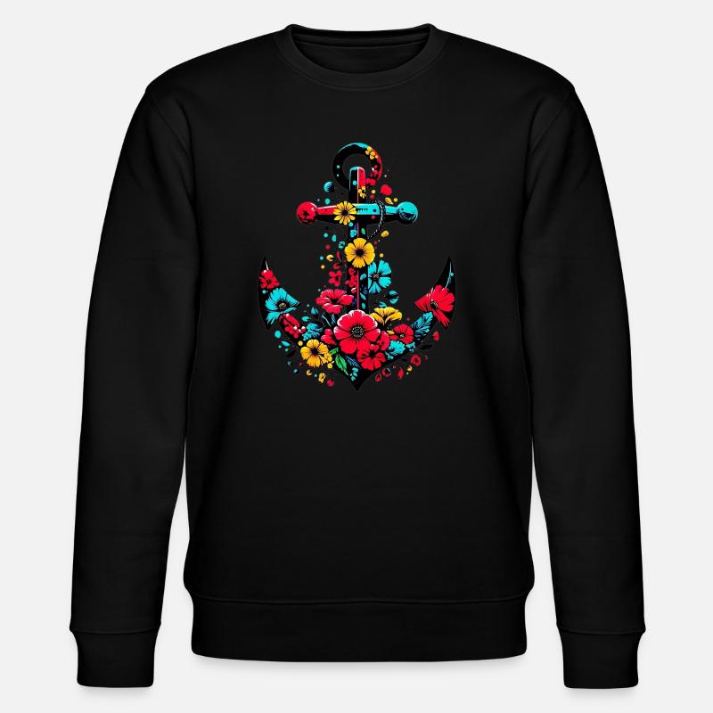 Une ancre avec des fleurs - Sweat bio CHANGER Stanley/Stella Unisexe - noir