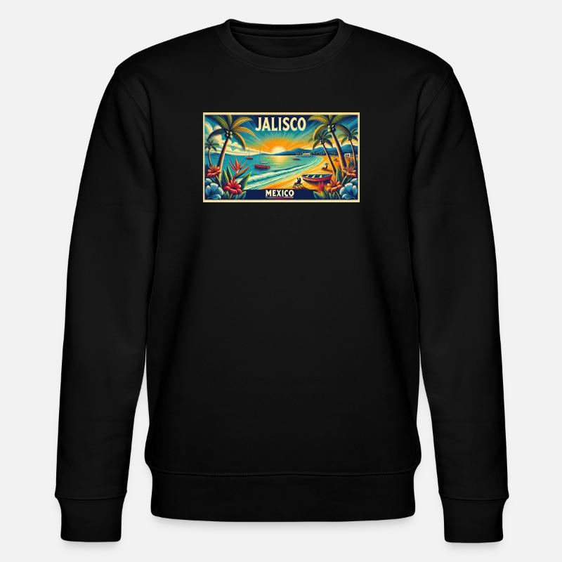 Jalisco Mexico beach palm design - Stanley/Stella CHANGER Unisex Organic Sweatshirt - black