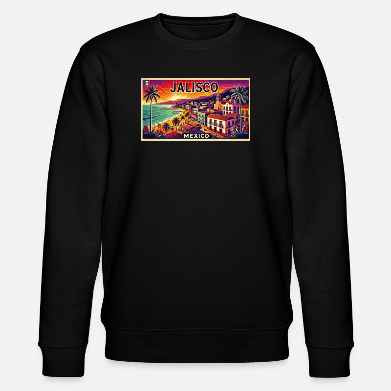 Jalisco Mexico beach palm design - Stanley/Stella CHANGER Unisex Organic Sweatshirt - black