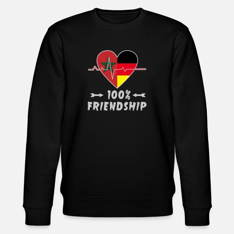 Marokko und Deutschland 100% Freundschaft - Stanley/Stella Unisex Bio-Sweatshirt CHANGER  - Schwarz