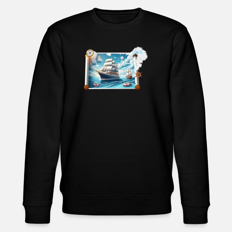 Nautische Segelreise - Stanley/Stella Unisex Bio-Sweatshirt CHANGER  - Schwarz