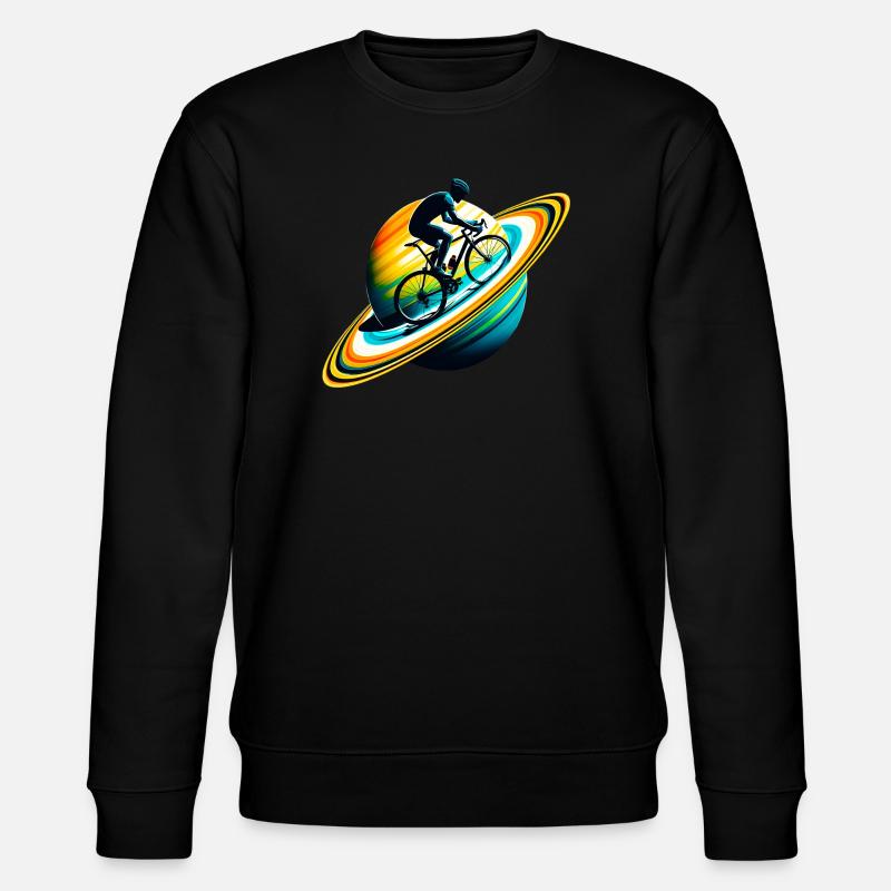 Radfahrer auf Saturn - Stanley/Stella Unisex Bio-Sweatshirt CHANGER  - Schwarz