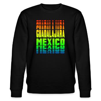 Guadalajara Mexiko Regenbogen Design - Stanley/Stella Unisex Bio-Sweatshirt CHANGER  - Schwarz - Vorne - Nik (191cm) & Marisol (170cm)