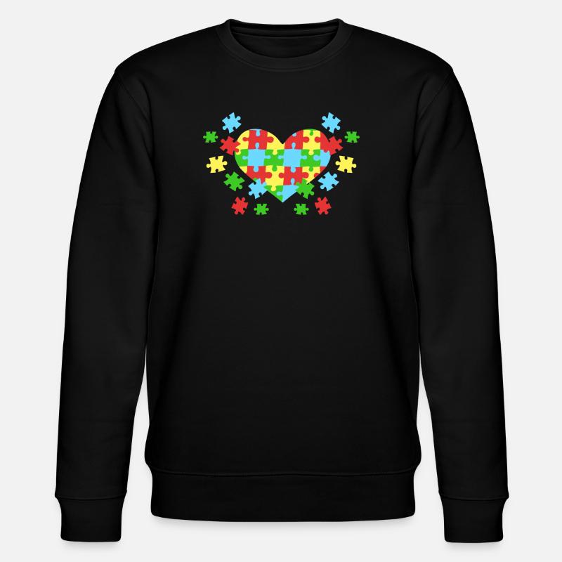 Autismus Puzzleteile Herz - Stanley/Stella Unisex Bio-Sweatshirt CHANGER  - Schwarz
