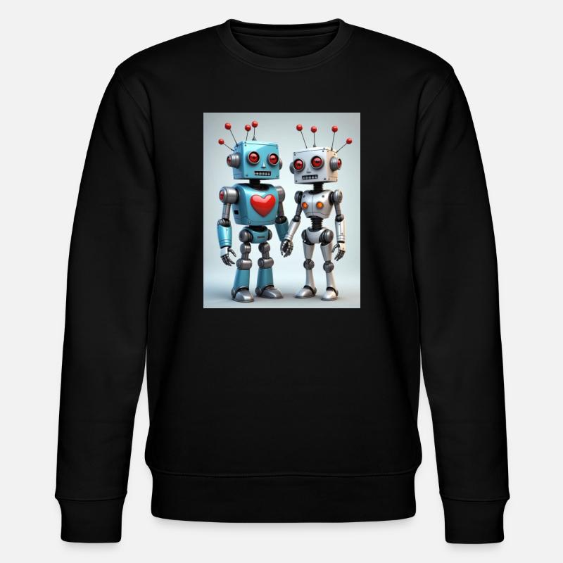 Roboter Pärchen - Stanley/Stella Unisex Bio-Sweatshirt CHANGER  - Schwarz
