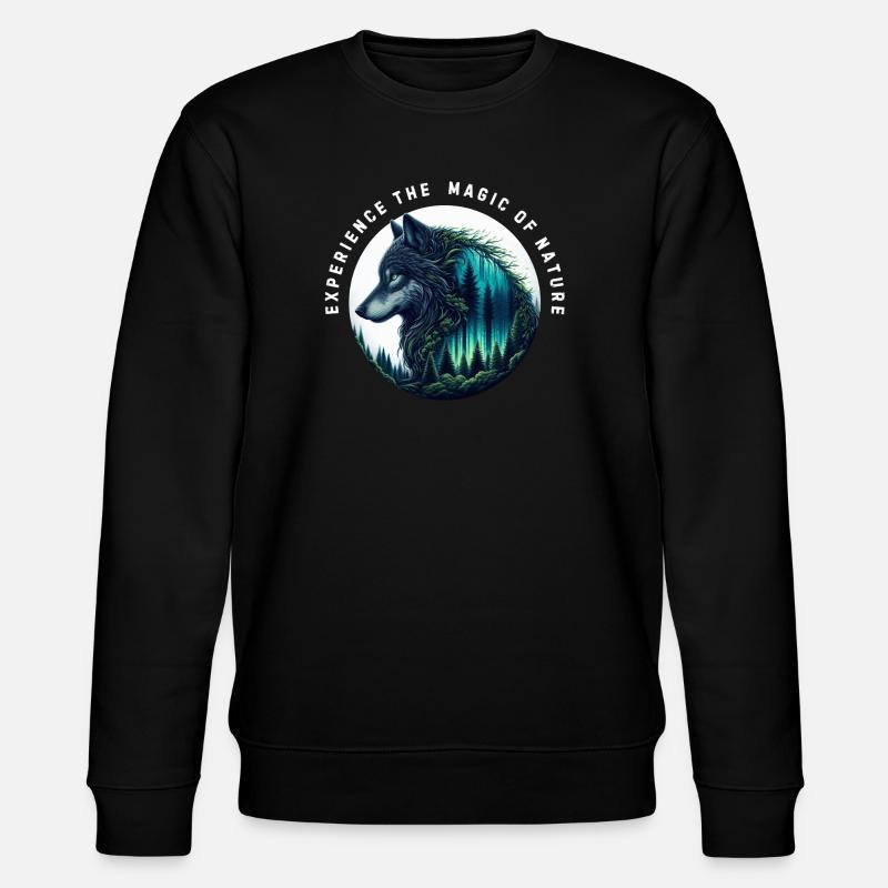 Die Magie der Wolfsnatur - Stanley/Stella Unisex Bio-Sweatshirt CHANGER  - Schwarz