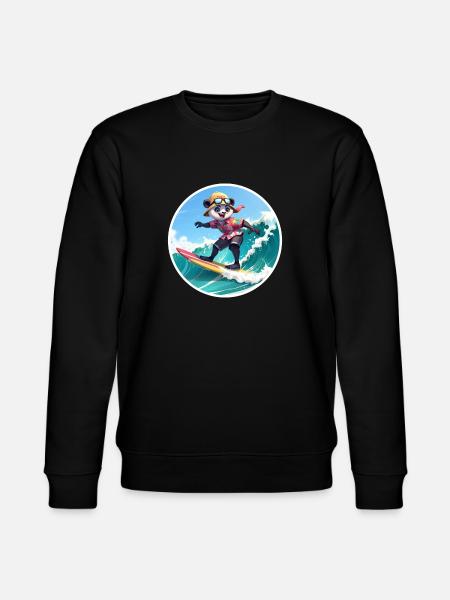 Panda Surfer im Hawaiihemd - Stanley/Stella Unisex Bio-Sweatshirt CHANGER  - Schwarz