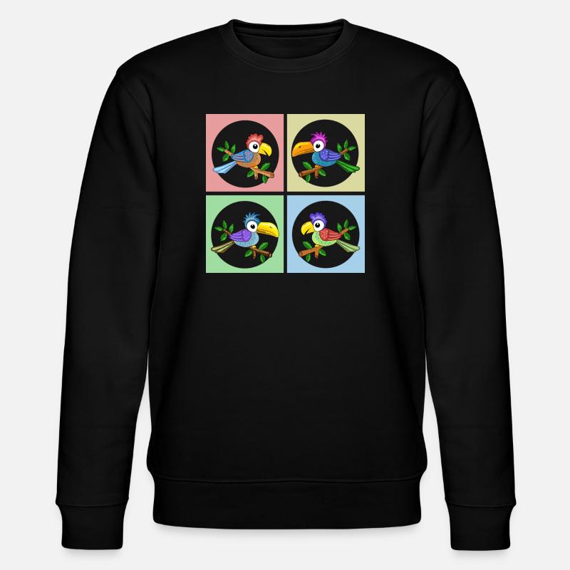 Bunte Papageien in Farbanimation - Stanley/Stella Unisex Bio-Sweatshirt CHANGER  - Schwarz