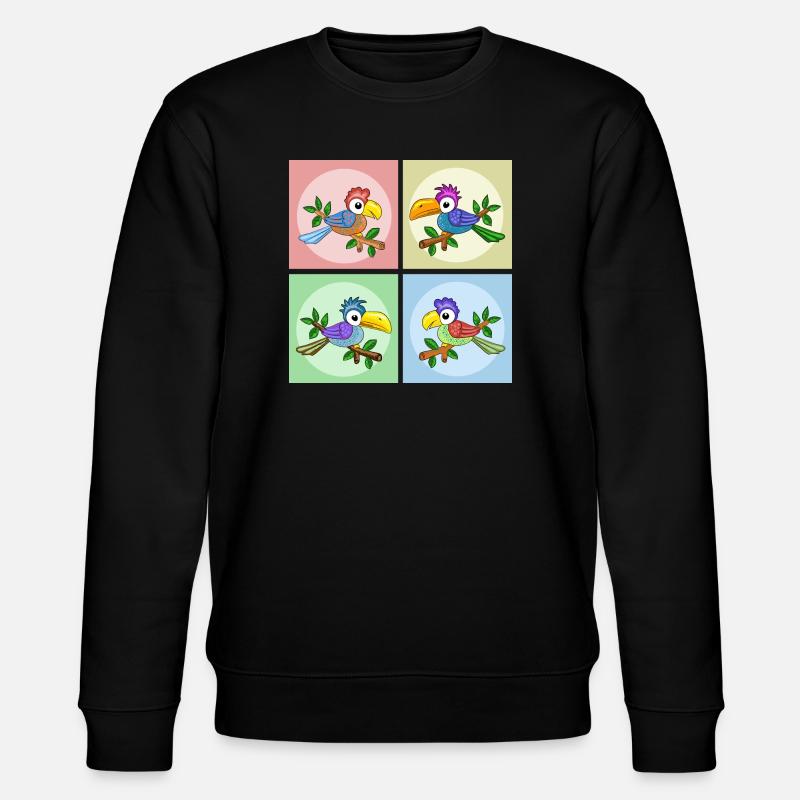 Bunte Papageien - Stanley/Stella Unisex Bio-Sweatshirt CHANGER  - Schwarz