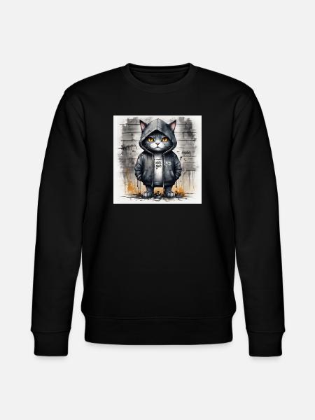 Graffiti-Katze im Hoodie - Stanley/Stella Unisex Bio-Sweatshirt CHANGER - Schwarz