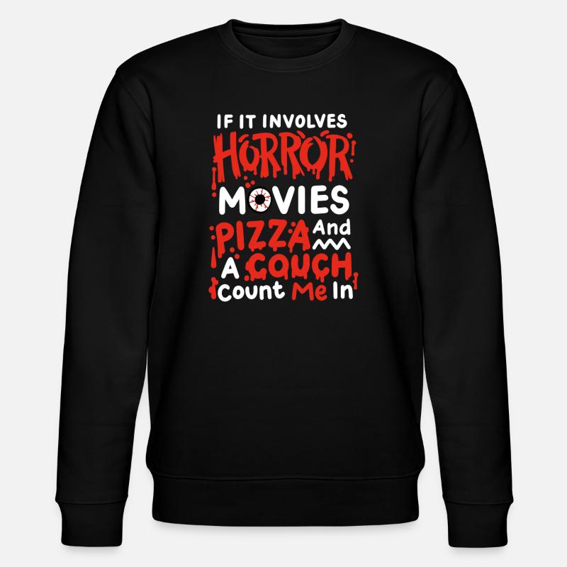 Horrorfilme und Pizza - Stanley/Stella Unisex Bio-Sweatshirt CHANGER  - Schwarz