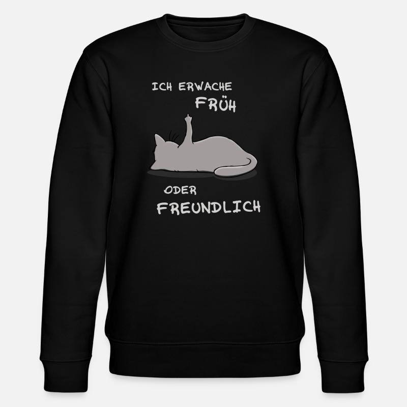 Ich erwache früh oder freundlich - Stanley/Stella Unisex Bio-Sweatshirt CHANGER  - Schwarz