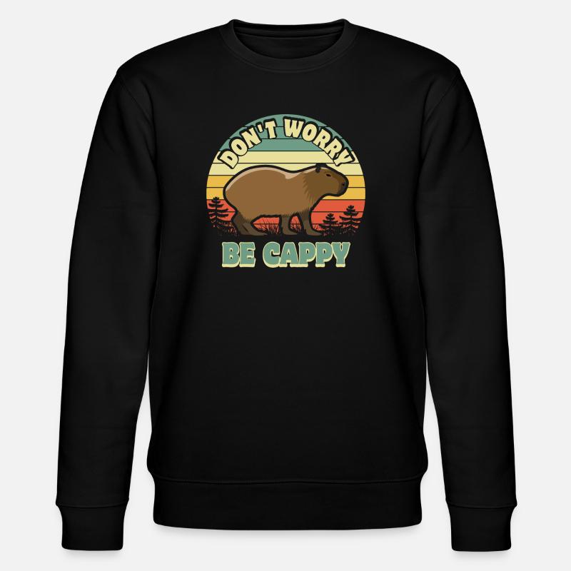 Don't worry be Cappy - Capybara - Stanley/Stella Unisex Bio-Sweatshirt CHANGER  - Schwarz