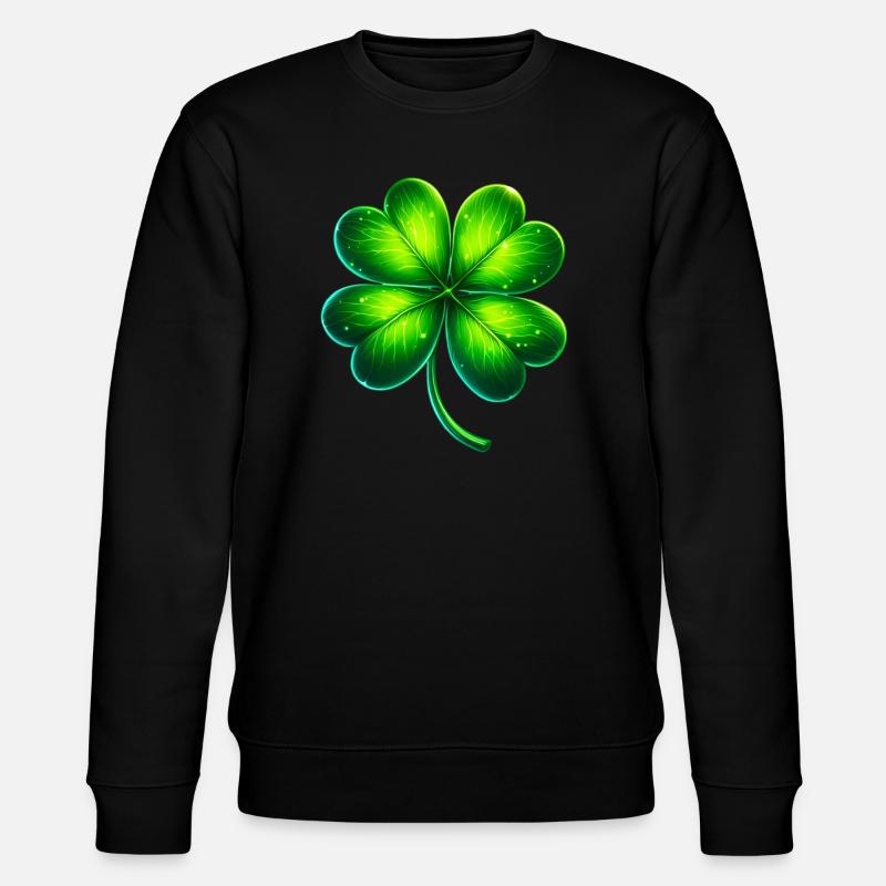 Vierblättriges Kleeblatt - Stanley/Stella Unisex Bio-Sweatshirt CHANGER  - Schwarz