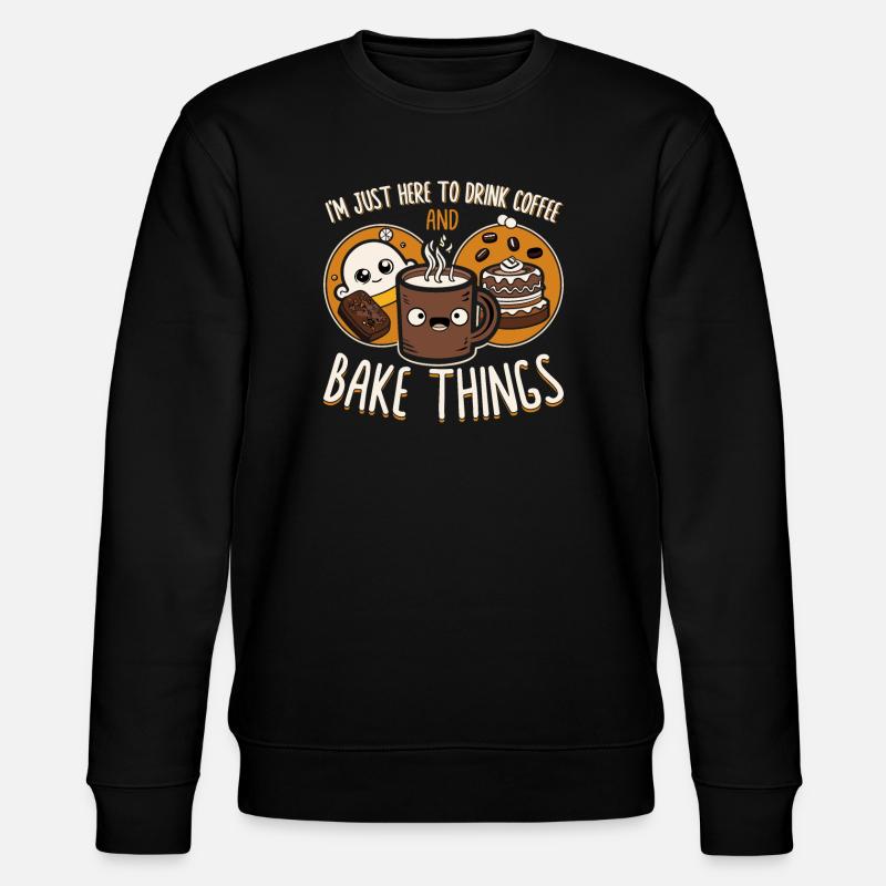 Kaffee und Backen Spruch Illustration - Stanley/Stella Unisex Bio-Sweatshirt CHANGER  - Schwarz